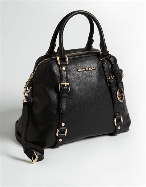 michael kors black leather satchel handbag